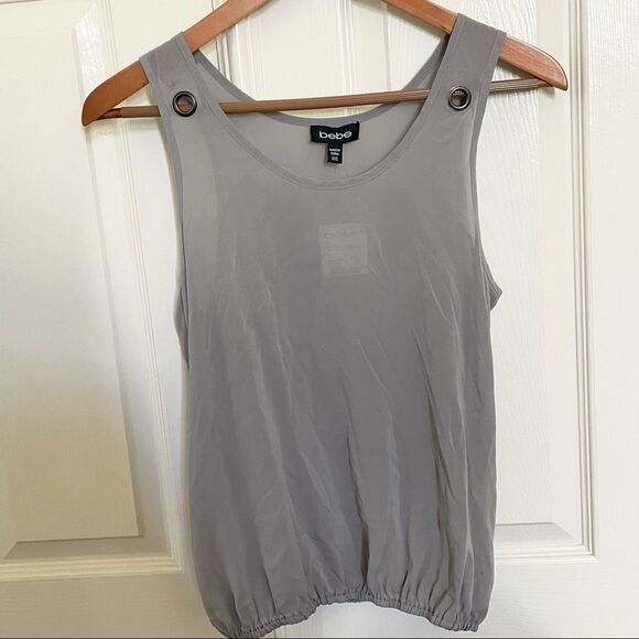 Bebe embellished grey  bib bubble tank  XXS - Picture 1 of 14